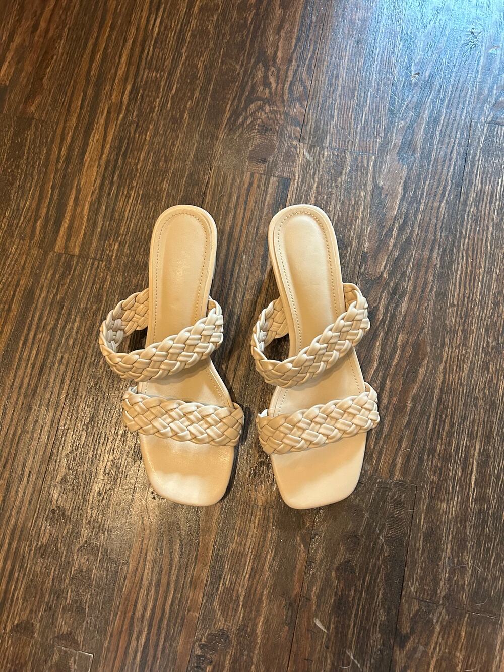 Tan Braided Block Heel Sandals Size 41 (Fits like a 9.5)
